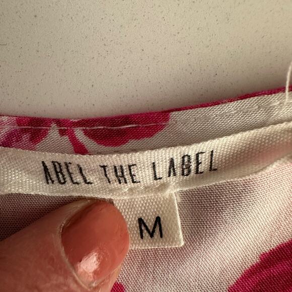 Abel the Label Pink Floral High Low Ruffle Hem Flutter Sleeve Maxi Dress M - Picture 4 of 9